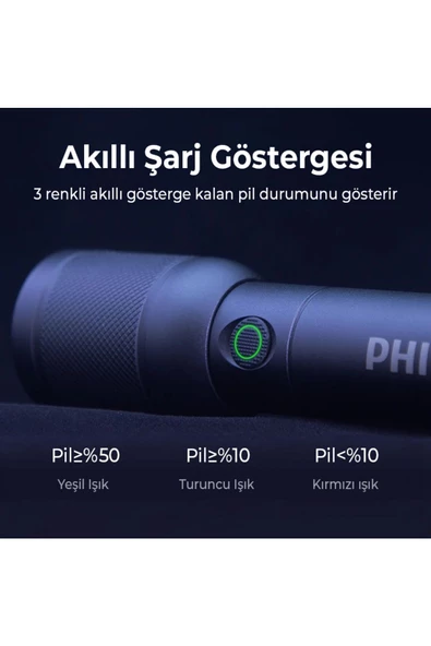 Philips  Optik Zoom 20w 1000 Lümen 350 Metre Menzilli Ip44 Suya Dayanıklı Şarj Edilebilir El Feneri Sfl6168 - 4