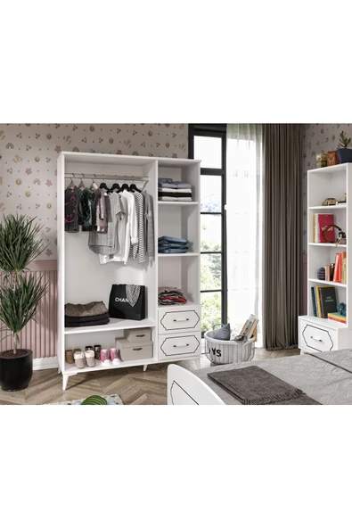 KZNMOB HOME Hayal  Modern Genç Odası Takımı Beyaz - 4 Parçalı Ve Tamamı 1. Kalite Mdf - 5