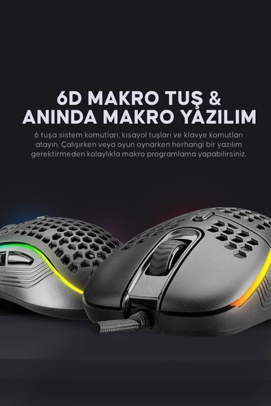 Rampage  Smx-r85 Gentle 12800 Dpi Rgb Ledli Makrolu Gaming Oyuncu Mouse - 4