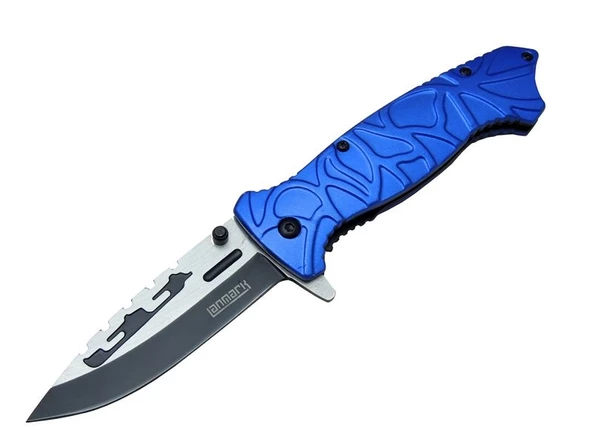 Lanmark M30B Tırtıklı Kamp Çakı 21 cm - Plastik Sap, Otomatik