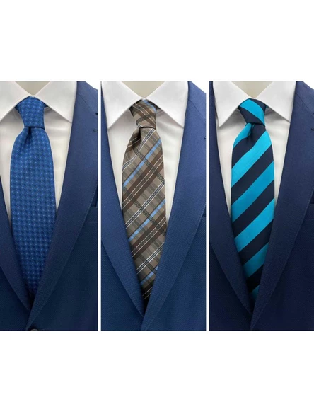 Brianze Desenli 3'lü Kravat Ve Mendil Set ürün görseli 1