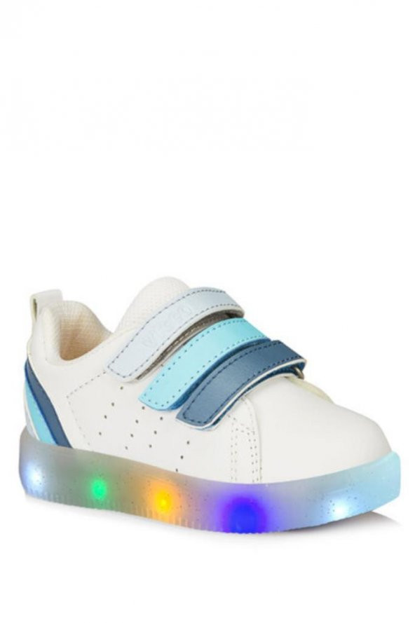 Vicco Sun 220.B21Y.212 Unisex Işıklı Çocuk Spor Ayakkabı Beyaz-Mavi 22-25
