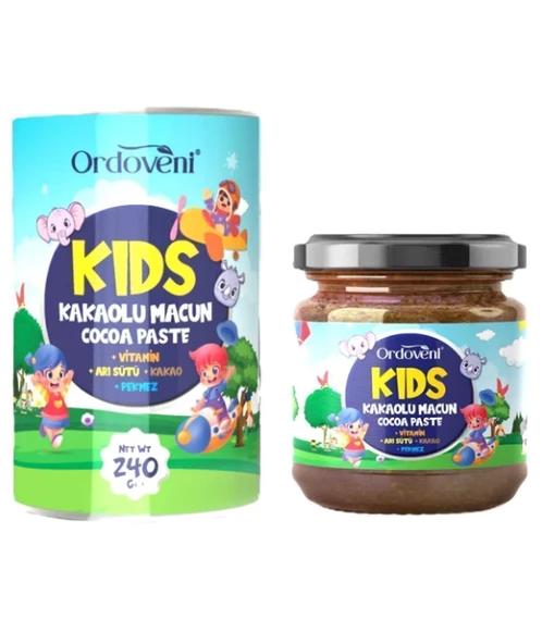 Kids Macun Çocuklar Için Iştah Açıcı Özel - Arı Sütü, Pekmez, Bal Ve Vitamin Katkılı Kakaolu Macun 240 gr