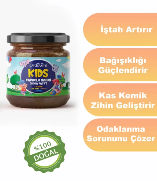 Kids Macun Çocuklar Için Iştah Açıcı Özel - Arı Sütü, Pekmez, Bal Ve Vitamin Katkılı Kakaolu Macun 240 gr