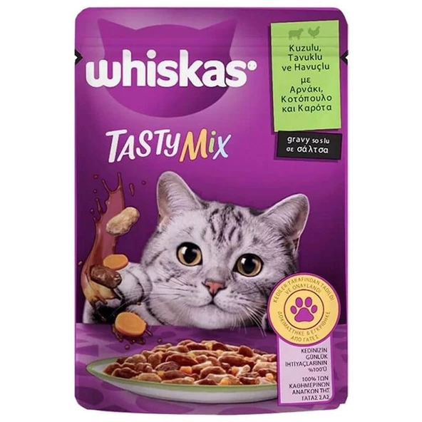 Whiskas TastyMix Kuzulu Havuçlu Kedi Maması 85 gr ürün görseli
