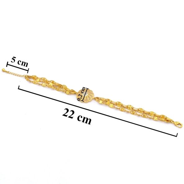 BZ 22 Ayar Altın Kaplama Rüzgar Model Zirkon Taşlı Bileklik BLK-309 - 5
