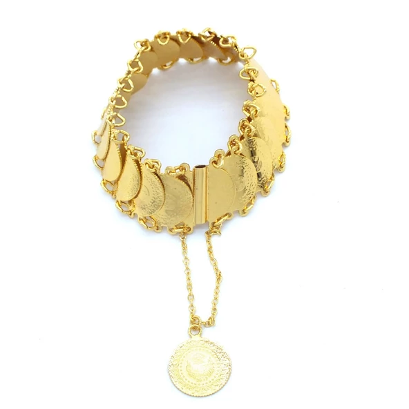 BZ Altın Kaplama 21 Çeyrekli Kadın Bileklik BLK-838 - 4