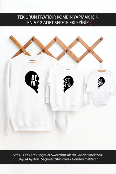 Baba Oğul Kız Kalp Best Friends(TEK ÜRÜN FİYATIDIR KOMBİN YAPMAK İÇİN EN AZ 2 ADET SEPETE EKLEYİNİZ)