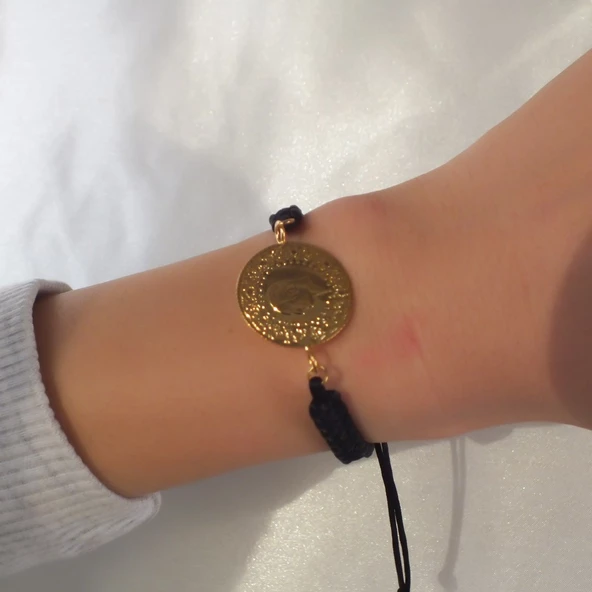 BZ Altın Kaplama İpli Yarım Altın Bileklik BLK-186 - 2