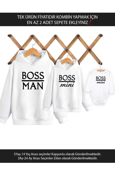 Boss Man Boss Mini Beyaz Baba Oğul Kız(TEK ÜRÜN FİYATIDIR KOMBİN YAPMAK İÇİN EN AZ 2 ADET SEPETE EKL