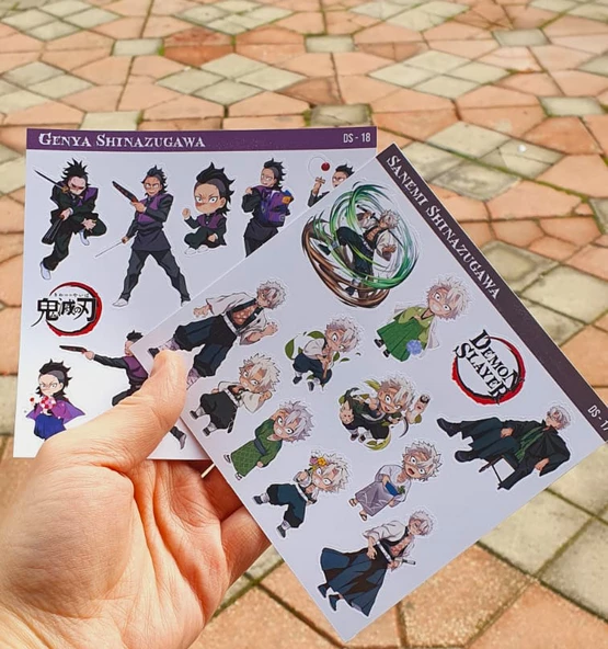 Demon Slayer Sanemi Shinazugawa - Genya Shinazugawa 2 Li Set Anime Sticker Çıkartma - 6