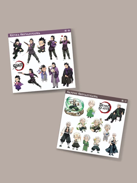 Demon Slayer Sanemi Shinazugawa - Genya Shinazugawa 2 Li Set Anime Sticker Çıkartma