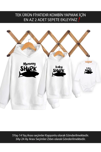 Anne Oğul Kız Mommy Baby Shark(TEK ÜRÜN FİYATIDIR KOMBİN YAPMAK İÇİN EN AZ 2 ADET SEPETE EKLEYİNİZ)