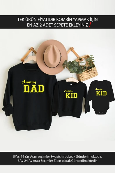 Amazing Dad Kid Baba Oğul Kız (TEK ÜRÜN FİYATIDIR KOMBİN YAPMAK İÇİN EN AZ 2 ADET SEPETE EKLEYİN)