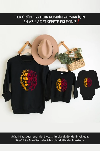 Sarı Kırmızı Aslan Baba Oğul Kız TEK ÜRÜN FİYATIDIR KOMBİN YAPMAK İÇİN EN AZ 2 ADET SEPETE EKLE - Resim 2