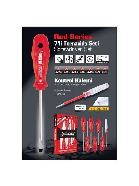 Sgs 1040 Red Series 7'li Tornavida Seti - 2