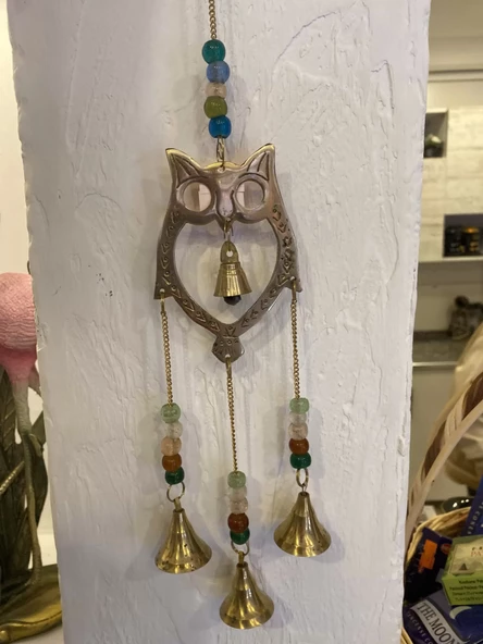 Rüzgar çanı deprem zili çanı kapı zili Pirinç Baykuş ürün görseli