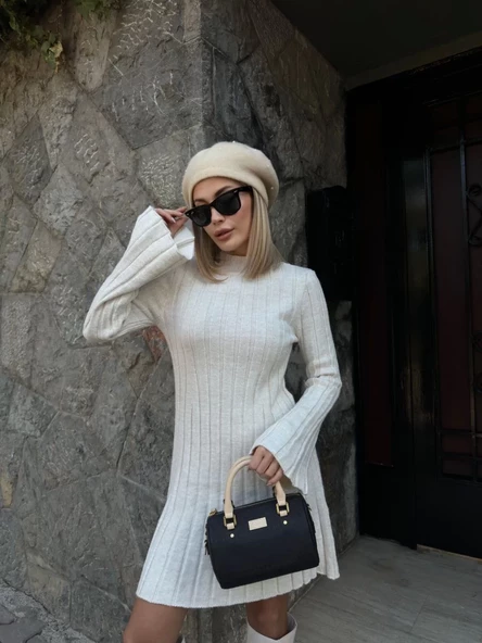 Kadın Triko Fitilli Elbise - 2