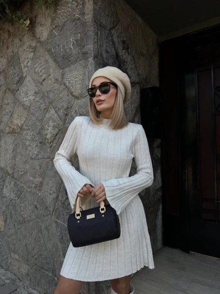 Kadın Triko Fitilli Elbise - 5