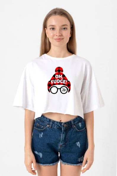 Oh Fudge Christmas Beyaz Kadın Crop Tshirt