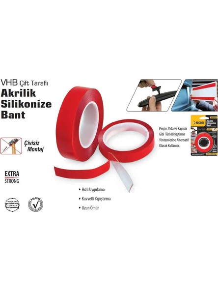 Sgs Çift Taraflı Akrilik Silikonize Bant 24MM X 2MT - 2
