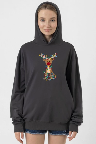 Adorable Reindeer Christmas Füme Kadın 2ip Kapşonlu - 1