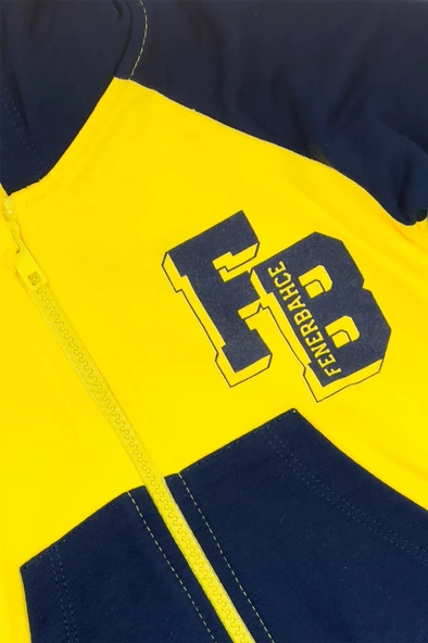 Fenerbahçe Orijinal Lisanslı Kapüşonlu fermuarlı Sarı Lacivert Bebek Sweat Hediyelik Ahşap Kutulu - 5