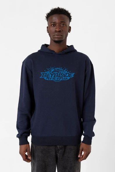 Beyblade Logo Lacivert Erkek 3ip Kapşonlu