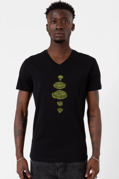 Beyblade Pieces Green Siyah Erkek V yaka Tshirt - 2