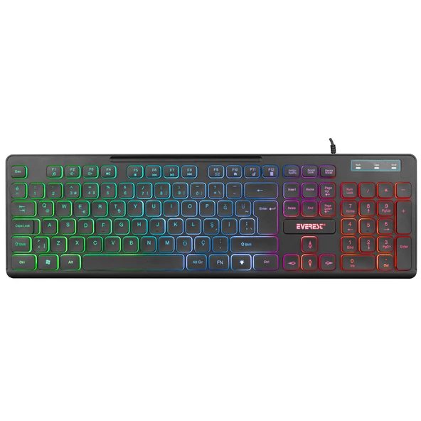 EVEREST KB-120 Sleek Siyah USB Gökkuşağı Aydınlatmalı Oyuncu Klavyesi - 2
