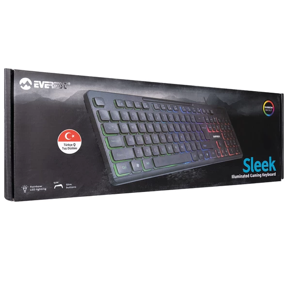 EVEREST KB-120 Sleek Siyah USB Gökkuşağı Aydınlatmalı Oyuncu Klavyesi - 5