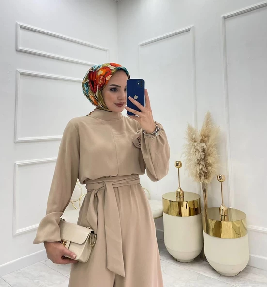 VıoShıne Kadın Çiçek Detaylı Krep Tulum - 4