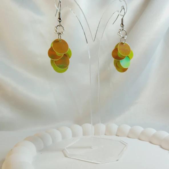 Krem İnci Boncuk Yuvarlak Pul Boncuk Aesthetic Soft Vibes Vintage Hediyelik Tasarım Sallantılı Küpe - 3