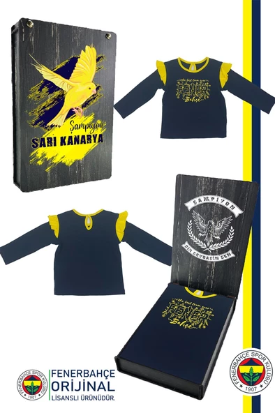 Fenerbahçe Orijinal Lisanslı Uzun Kol Lacivert Bebek Sweat Hediyelik Ahşap Kutulu - 7