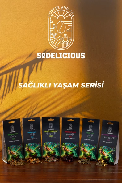 Sağlıklı Yaşam Serisi Çay Seti -  6'lı Paket + 550ml Ateşe Dayanıklı Cam Demlik Hediyesi