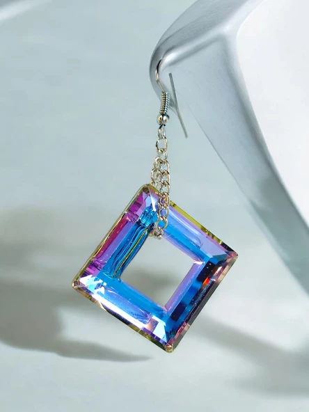 Zirkon Üçgen Sallantılı Kadın Küpe - 2