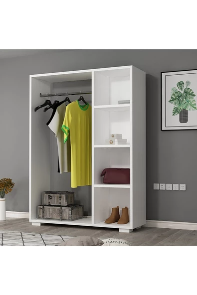 DEMONTE DECOR Pro Mini Açık Gardırop Beyaz-beyaz