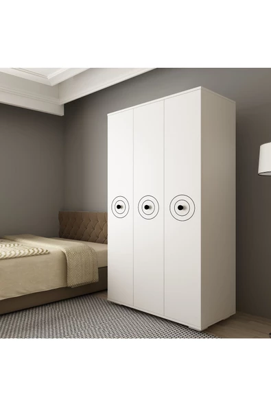 DEMONTE DECOR VALENS (C) 3 KAPAKLI GARDIROP ELBİSE DOLABI ve ÇOK AMAÇLI DOLAP BEYAZ-BEYAZ