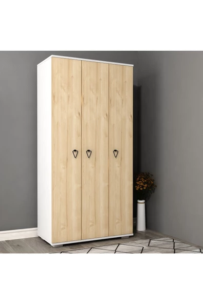 DEMONTE DECOR NİRVANNA (C) 3 KAPAKLI GARDIROP ELBİSE DOLABI ve ÇOK AMAÇLI DOLAP BEYAZ-SAFİRMEŞE