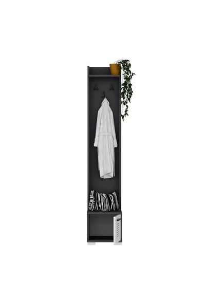DEMONTE DECOR ASİMO D PORTMANTO VE AYAKKABILIK ANTRASİT BEYAZ - 3