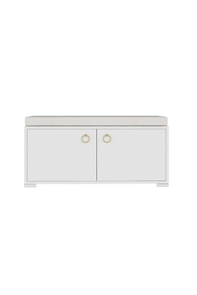 DEMONTE DECOR 3 Raflı 2 Kapaklı Şık Kullanışlı Minderli Hera Ayakkabılık Beyaz - 3