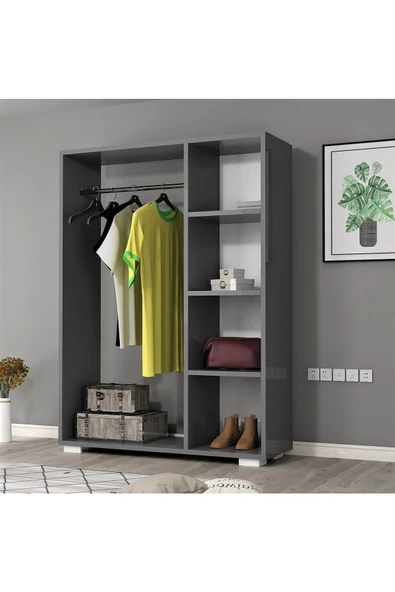 DEMONTE DECOR Pro Mini Açık Gardırop Antrasit-antrasit