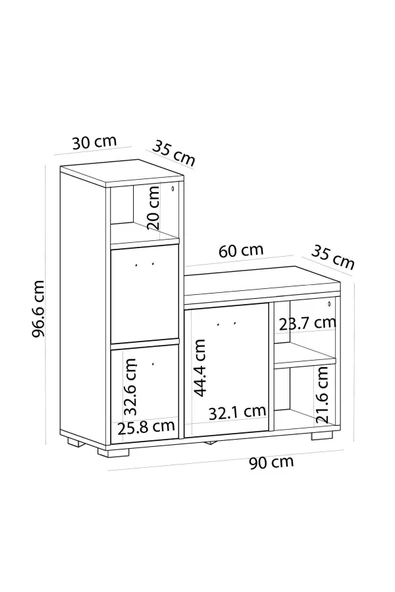 DEMONTE DECOR 3 Raflı, 3 Kapaklı, Şık, Kullanışlı, Minderli Prag Puflu Ayakkabılık Beyaz-beyaz - 7