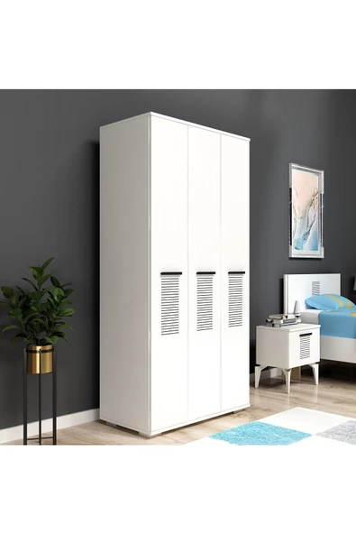 DEMONTE DECOR ASİMO C 3 KAPAKLI GARDIROP BEYAZ - 2