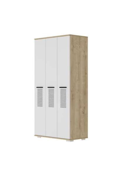 DEMONTE DECOR ASİMO C 3 KAPAKLI GARDIROP SAFİRMEŞE BEYAZ - 4