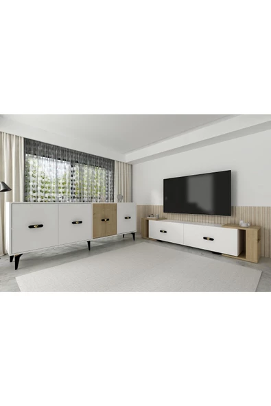 DEMONTE DECOR CHERRYDD KONSOL, TV SEHPASI 2'Lİ SALON TAKIMI