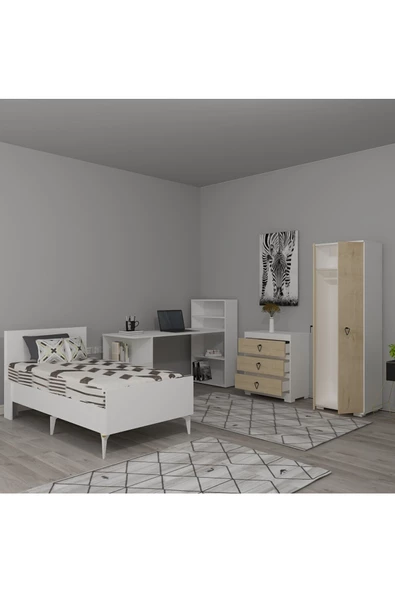 DEMONTE DECOR Nirvanna Çocuk Genç Odası Takımı (L-P-S-B) Beyaz-safirmeşe - 8