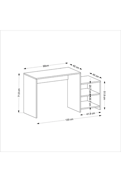 DEMONTE DECOR 2 Raflı Karen Çalışma Masası Safirmeşe - 5
