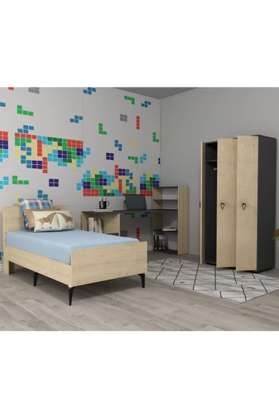 DEMONTE DECOR Nirvanna Çocuk Genç Odası (L-P-C) Antrasit-safirmeşe - 2