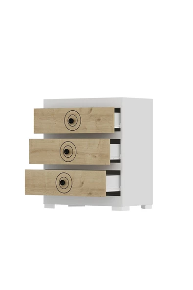DEMONTE DECOR VALENS (S) 3 ÇEKMECELİ ÇOK AMAÇLI DOLAP, ŞİFONYER BEYAZ SAFİRMEŞE - 6